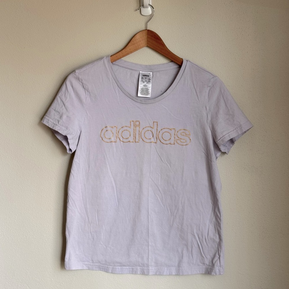 Adidas purple tee short sleeve with metallic gold
